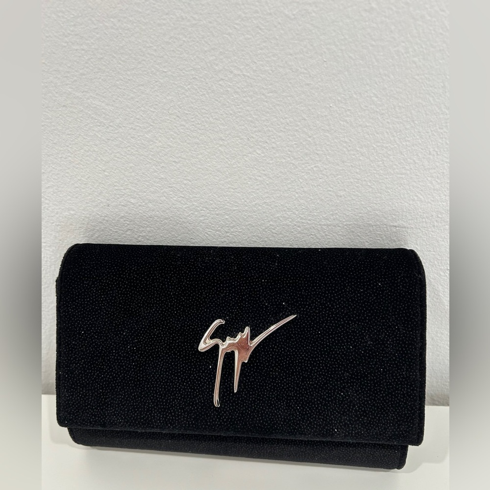 Giuseppe Zanotti Black Clutch with Silver Logo